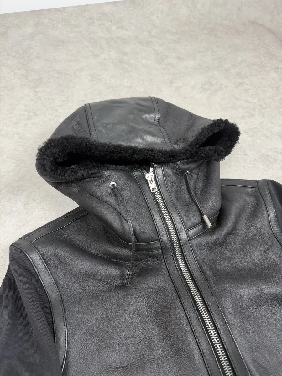 AW2014 Givenchy Black Leather Shearling Hooded Jacket by Riccardo Tisci pCFppmq 7