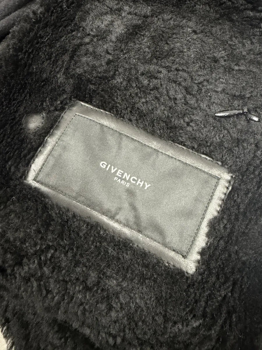 AW2014 Givenchy Black Leather Shearling Hooded Jacket by Riccardo Tisci pCFppmq 9