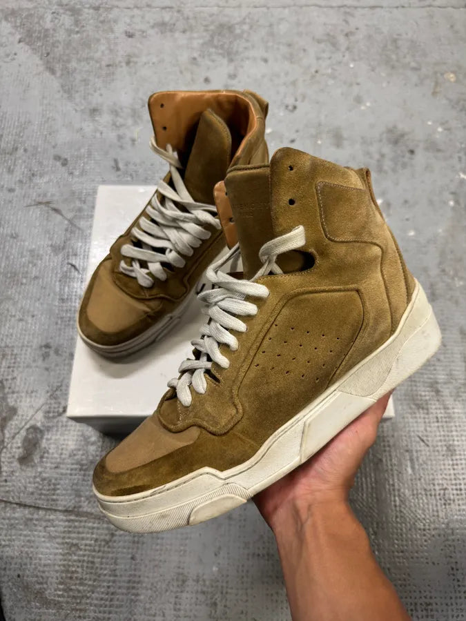 AW2014 Givenchy Tyson Camel Suede High Leather Shoes JsEEJDy 0