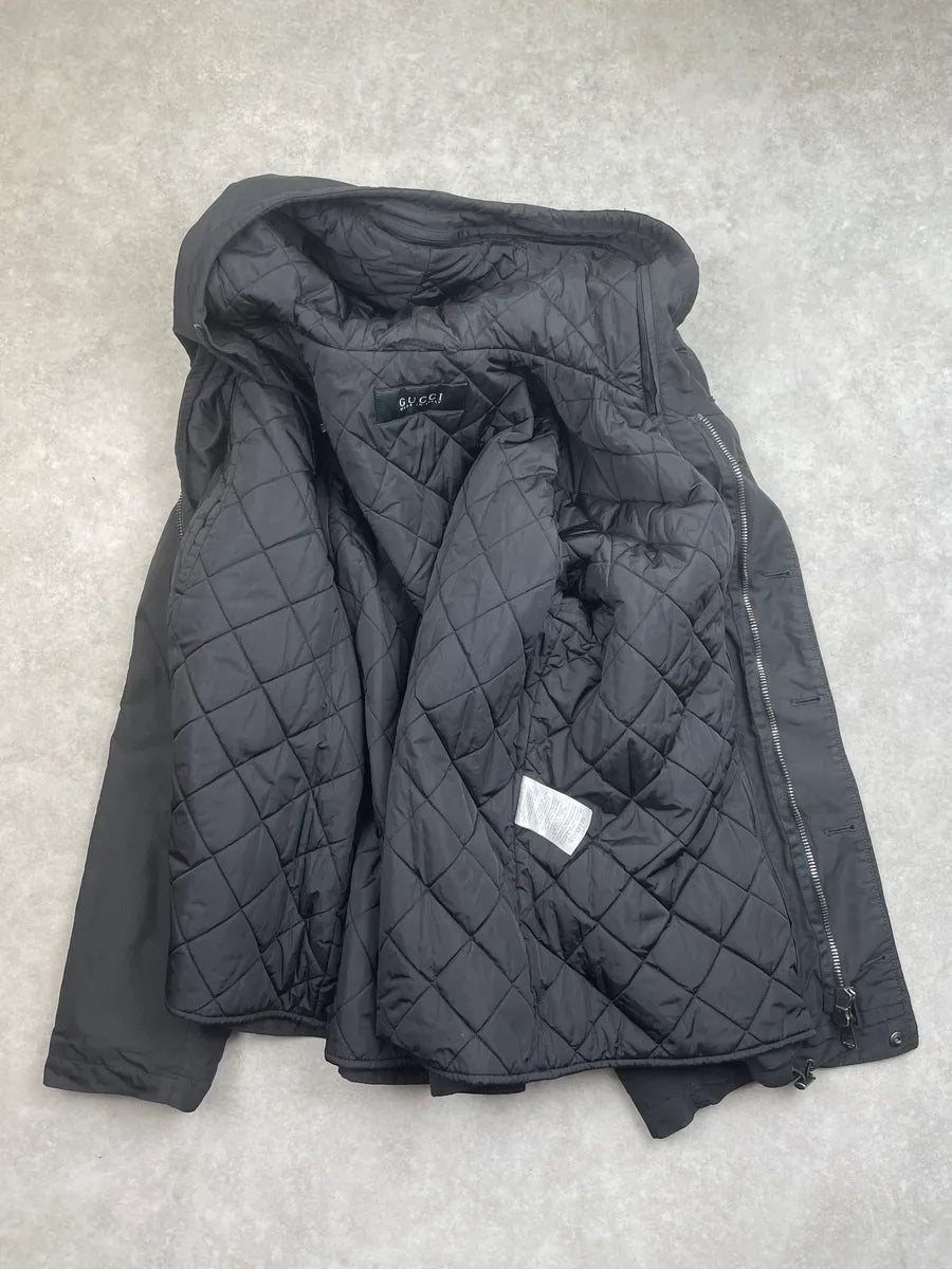 AW2014 Gucci Black Hooded Coat by Frida Giannini  FmkNCft 11