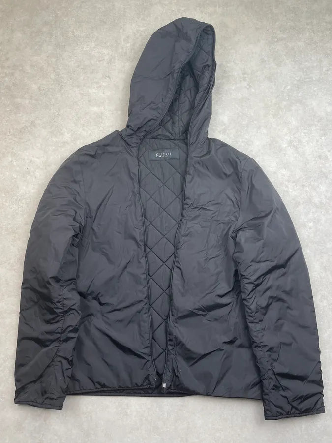 AW2014 Gucci Black Hooded Coat by Frida Giannini  FmkNCft 14