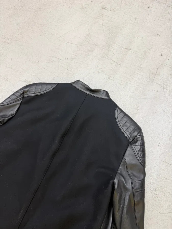AW2014 Gucci Black Padded Leather Wool Biker Jacket qZcDefg 8