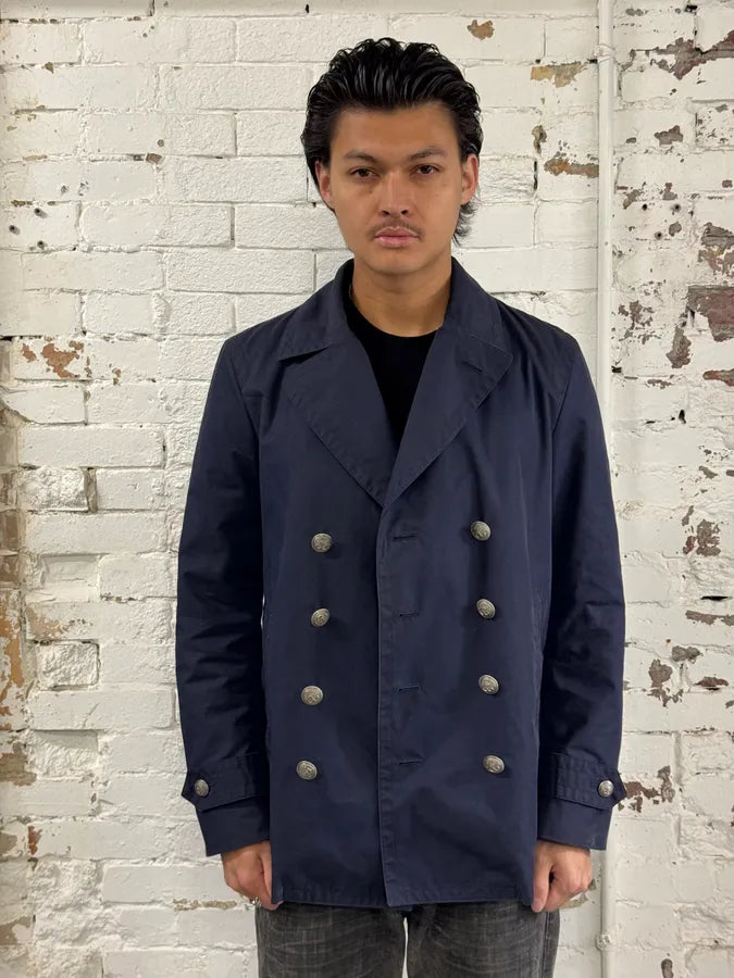 AW2014 Gucci Navy Cotton Double-Breasted Caban Jacket  cqfwfLJ 1