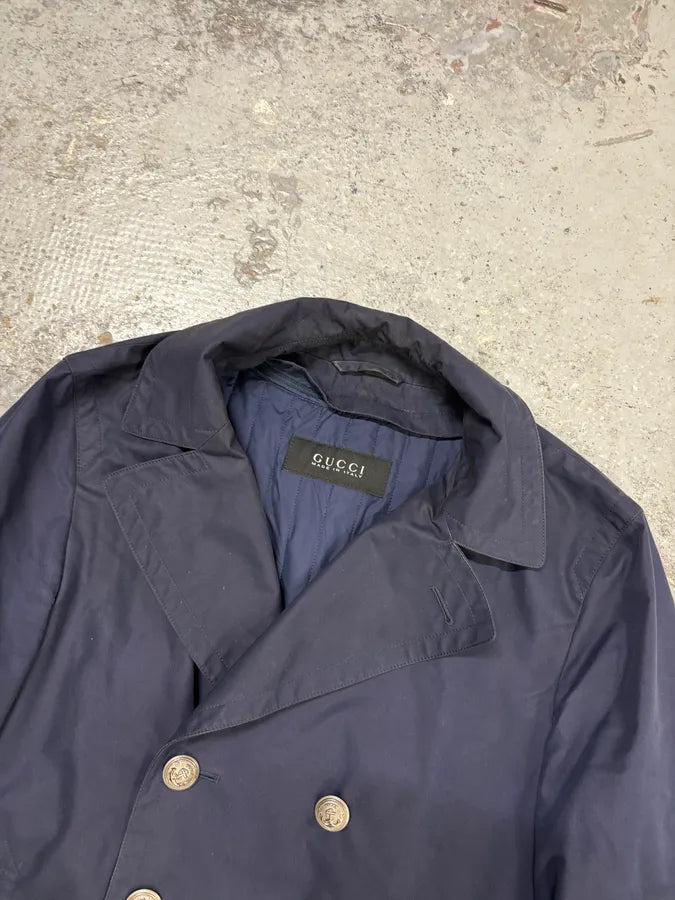 AW2014 Gucci Navy Cotton Double-Breasted Caban Jacket  cqfwfLJ 3
