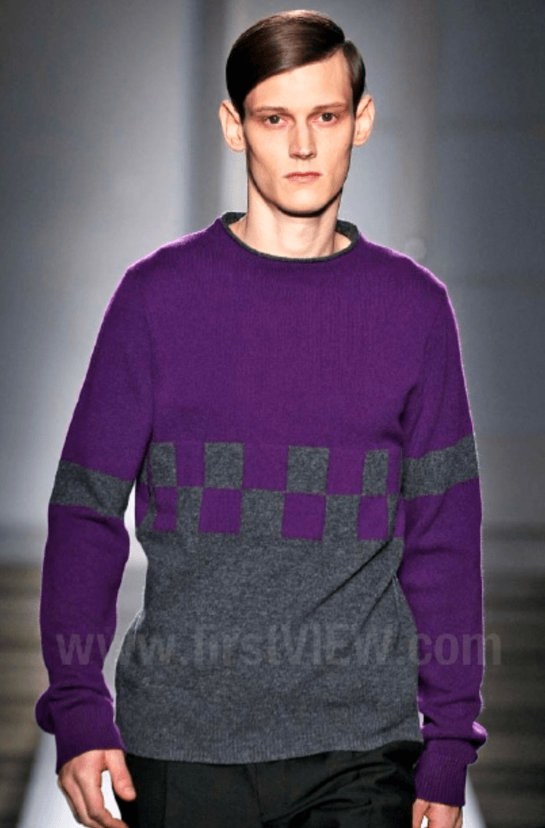 AW2014 Jil Sander Purple Wool Checkered Sweater cppSVWj 1
