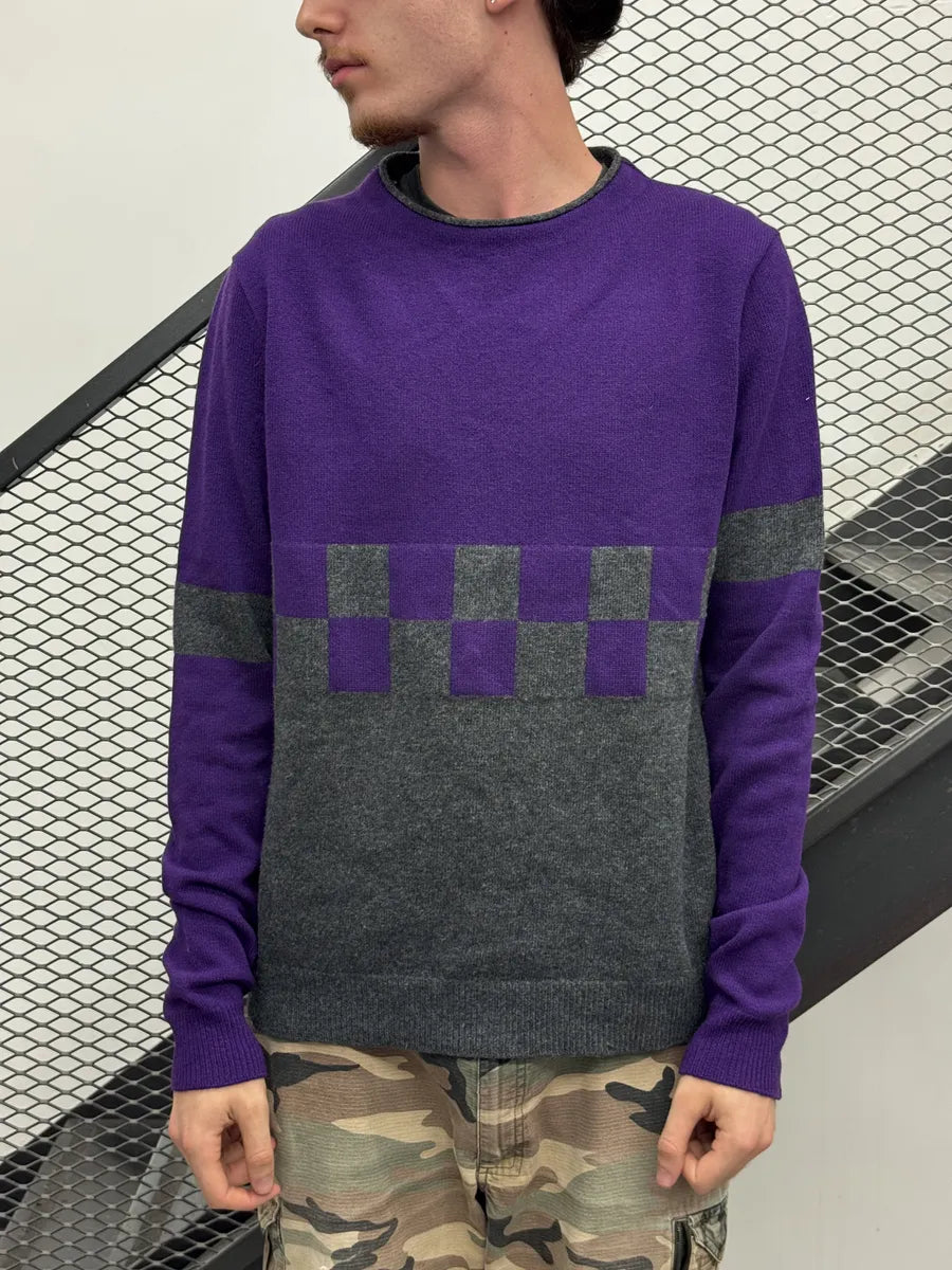 AW2014 Jil Sander Purple Wool Checkered Sweater cppSVWj 2