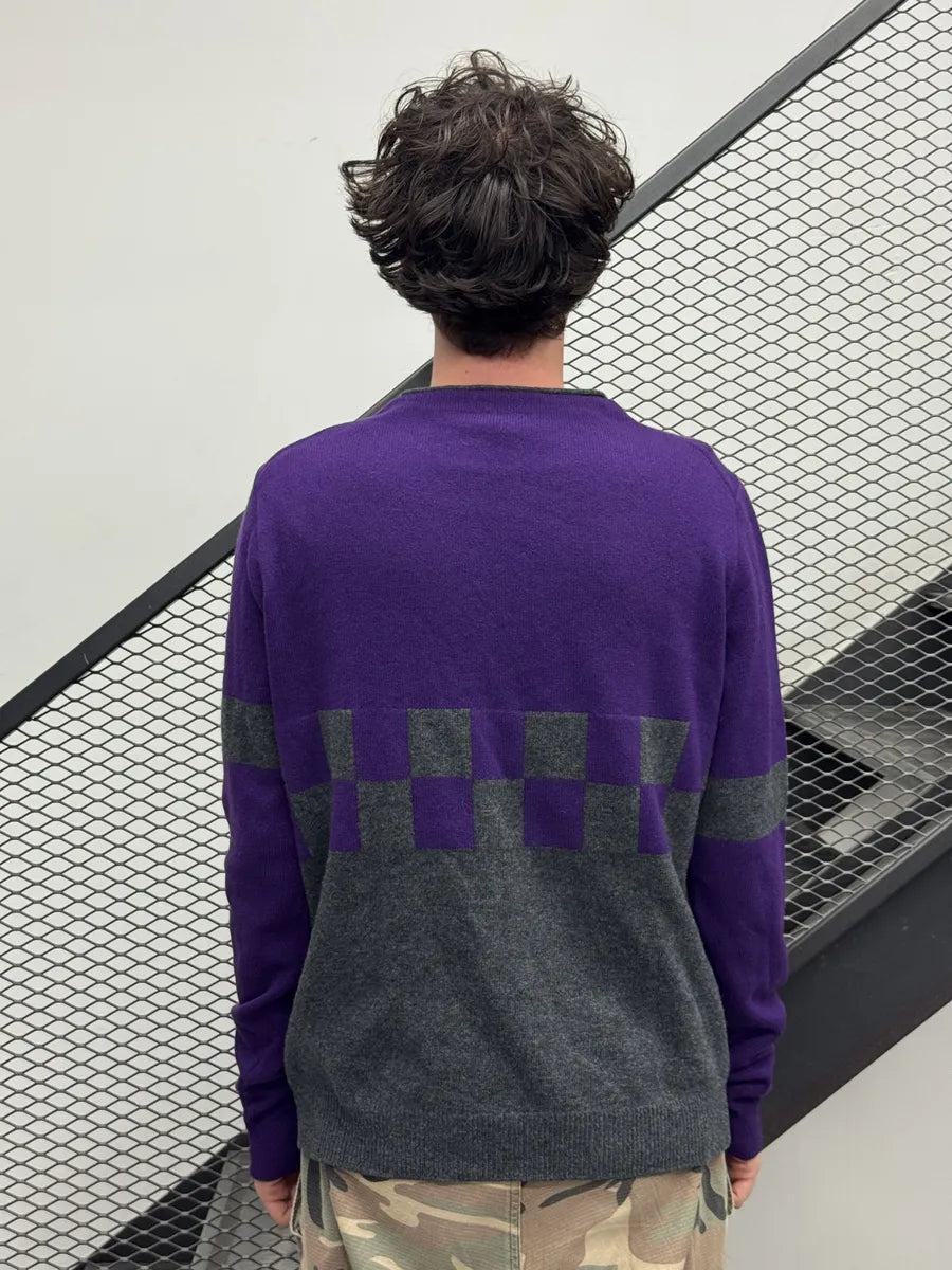 AW2014 Jil Sander Purple Wool Checkered Sweater cppSVWj 3