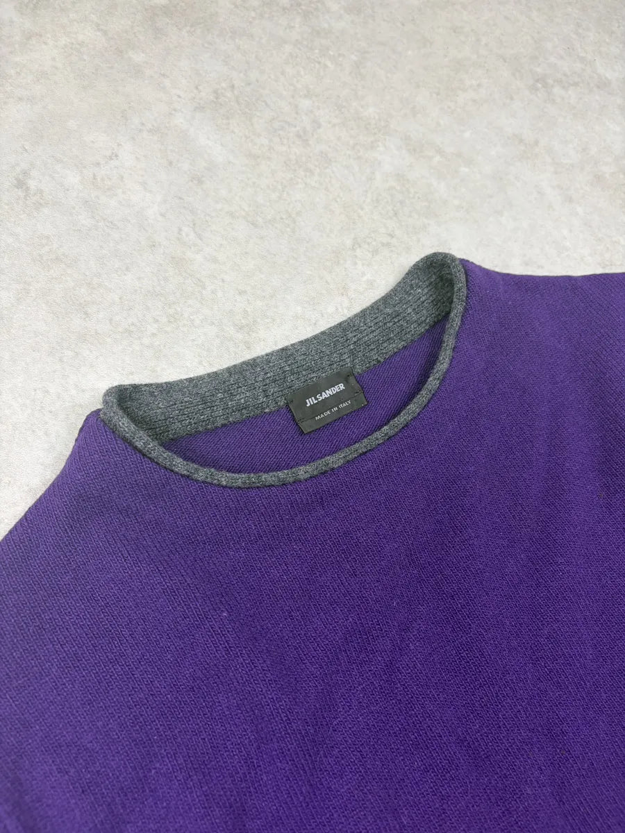 AW2014 Jil Sander Purple Wool Checkered Sweater cppSVWj 5