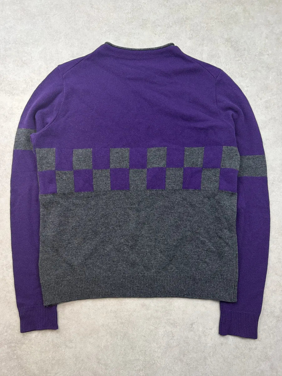 AW2014 Jil Sander Purple Wool Checkered Sweater cppSVWj 6