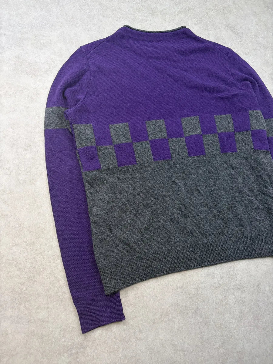 AW2014 Jil Sander Purple Wool Checkered Sweater cppSVWj 7