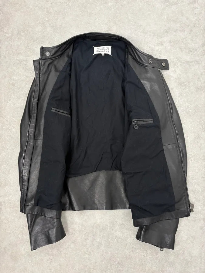 AW2014 Maison Margiela 5-Zip Biker Black Leather Jacket nFfNBQn 6