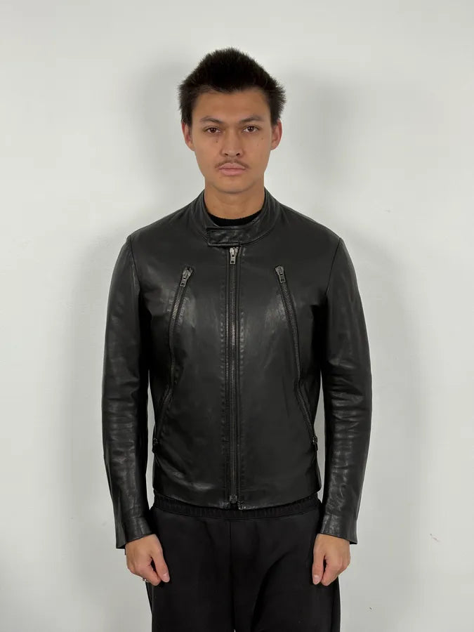 AW2014 Maison Margiela 5-Zip Biker Black Leather Jacket nFfNBQn 1