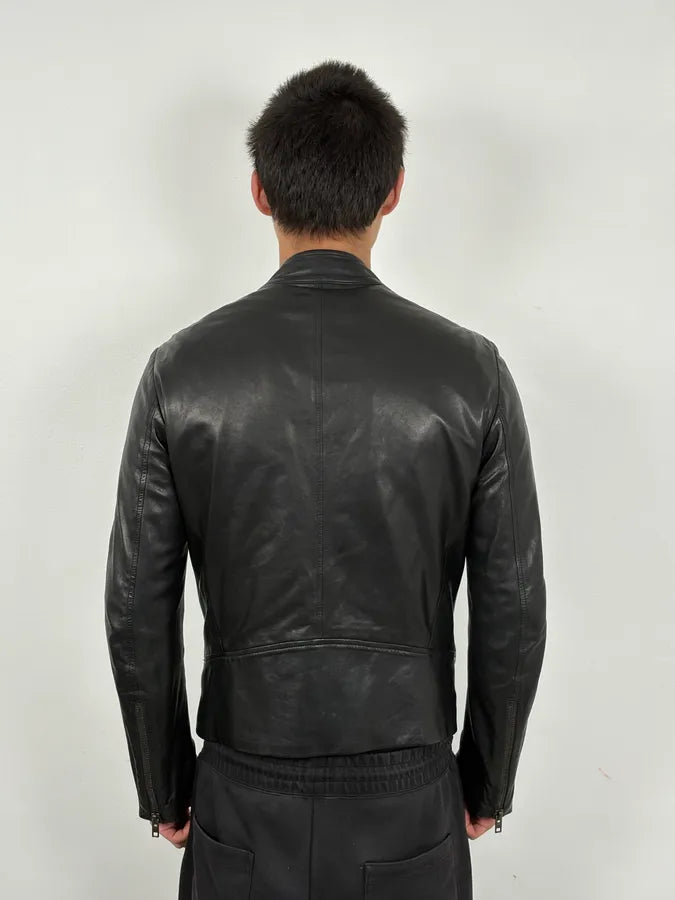 AW2014 Maison Margiela 5-Zip Biker Black Leather Jacket nFfNBQn 2