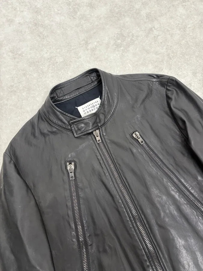 AW2014 Maison Margiela 5-Zip Biker Black Leather Jacket nFfNBQn 4