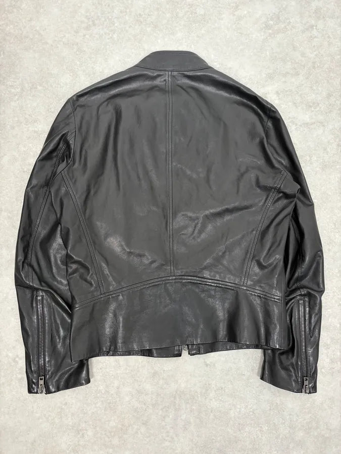AW2014 Maison Margiela 5-Zip Biker Black Leather Jacket nFfNBQn 5
