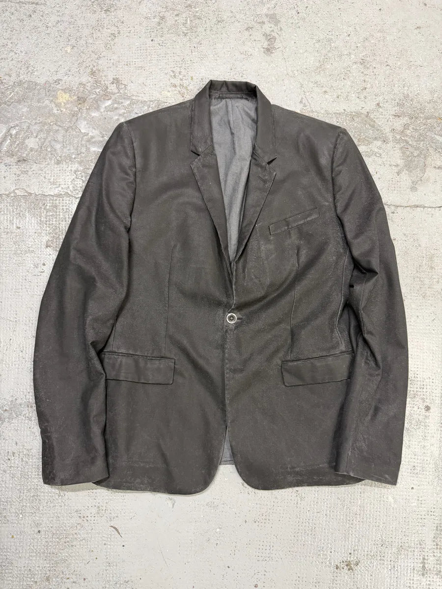 AW2014 Maison Margiela Black Waxed Wool Obscure Blazer Jacket KKwebfK 0