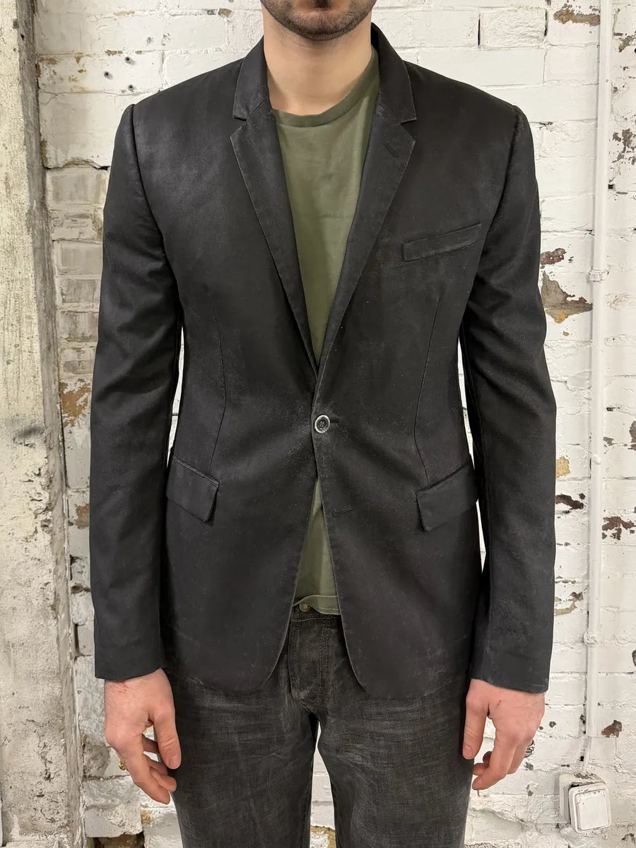 AW2014 Maison Margiela Black Waxed Wool Obscure Blazer Jacket KKwebfK 2