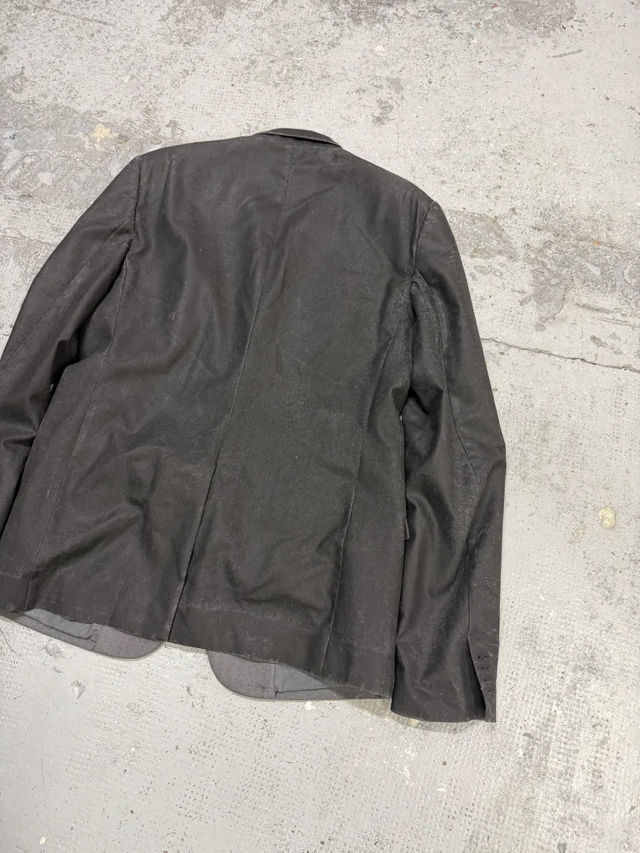 AW2014 Maison Margiela Black Waxed Wool Obscure Blazer Jacket KKwebfK 5