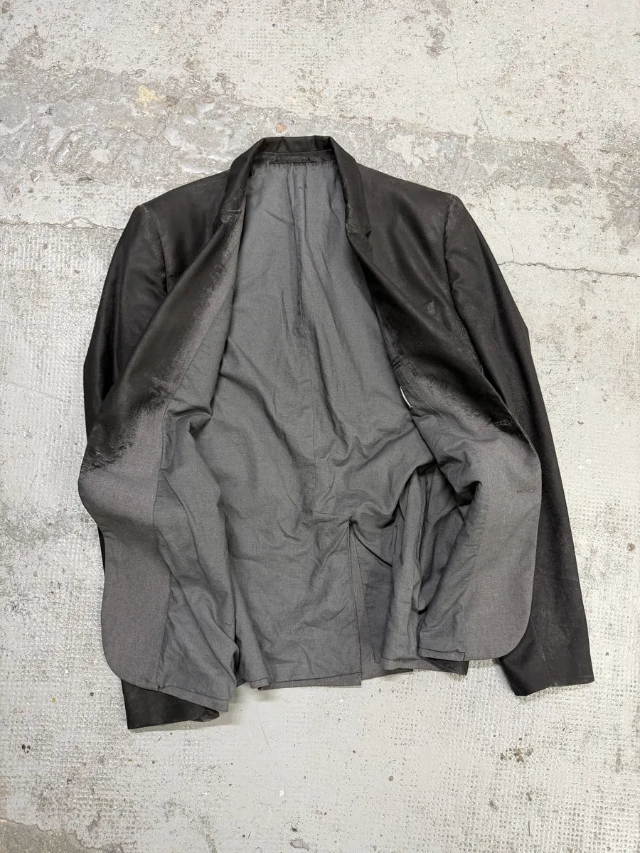 AW2014 Maison Margiela Black Waxed Wool Obscure Blazer Jacket KKwebfK 6