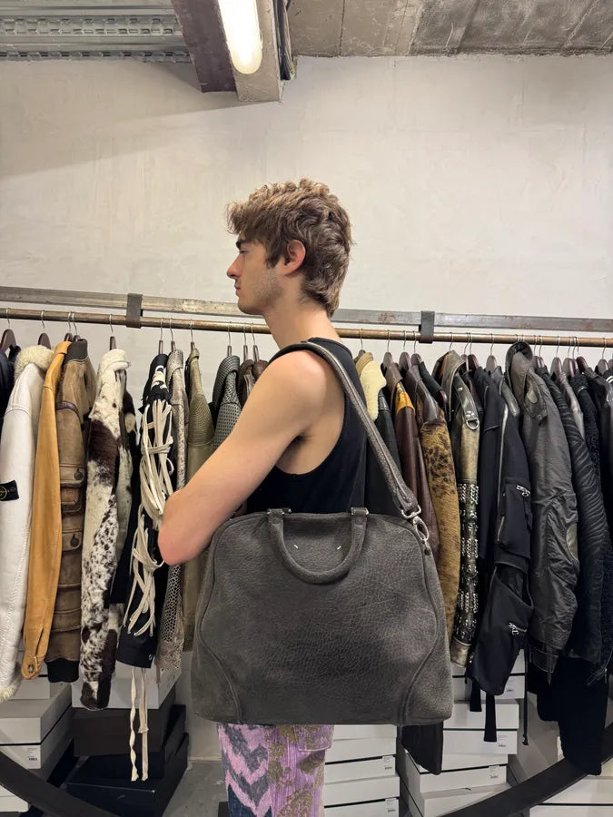 AW2014 Maison Margiela Grey Grained Leather Shoulder Bag xNsmiXP 1
