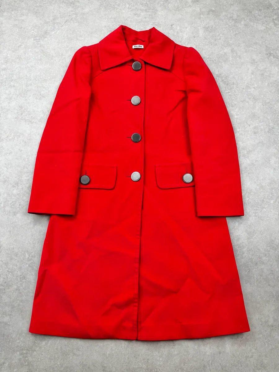 SS2014 Miu Miu Red Double-Breasted Coat YRFuZdG 0
