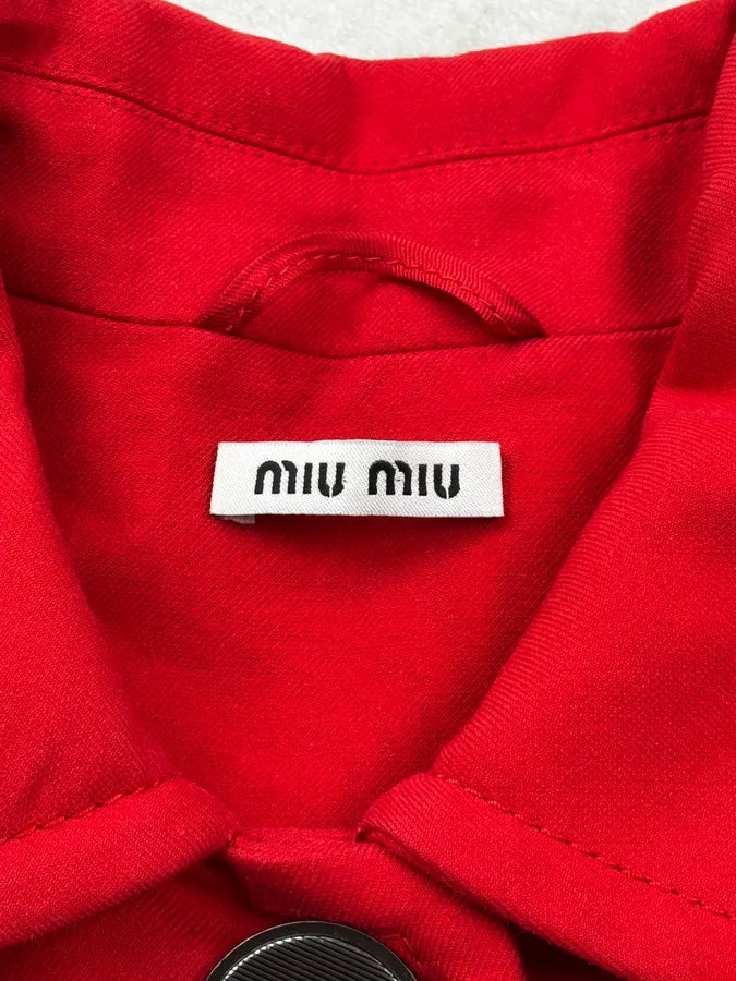 SS2014 Miu Miu Red Double-Breasted Coat YRFuZdG 11