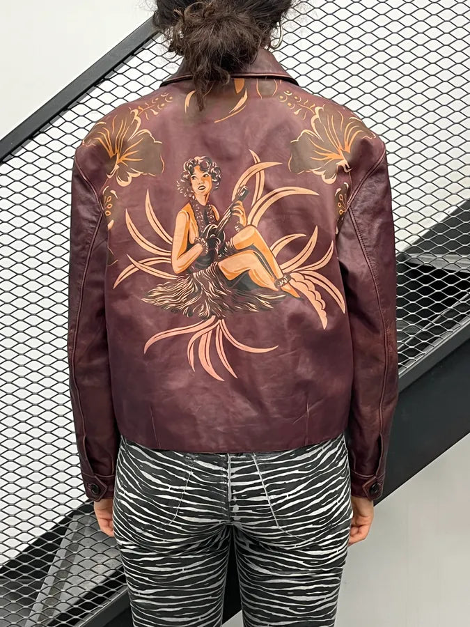 AW2014 Prada Bordeaux Exotic Women Leather Jacket hSDxlNh 1