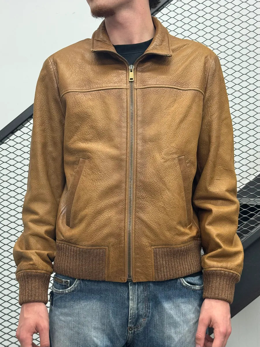 AW2014 Prada Camel Premium Leather Jacket SXRXyWH 1