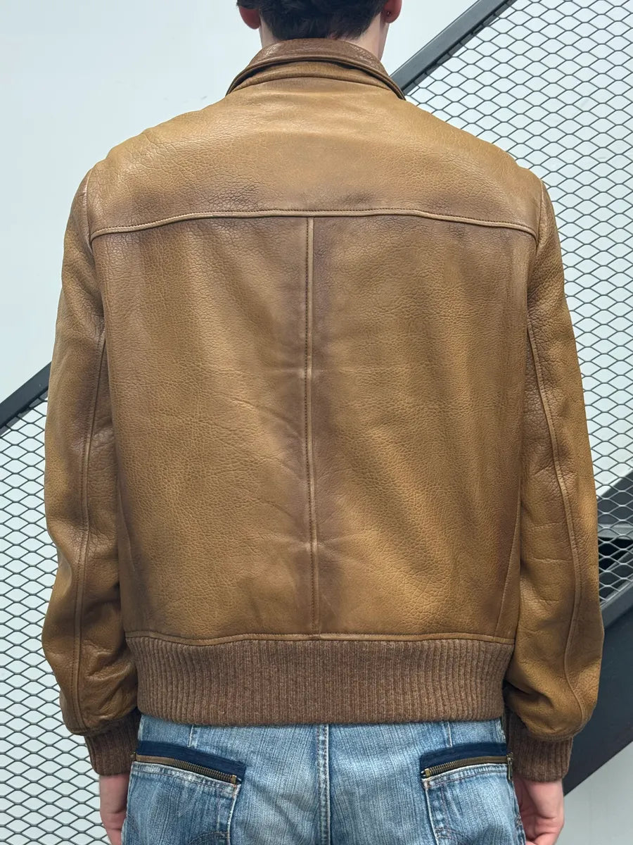 AW2014 Prada Camel Premium Leather Jacket SXRXyWH 2