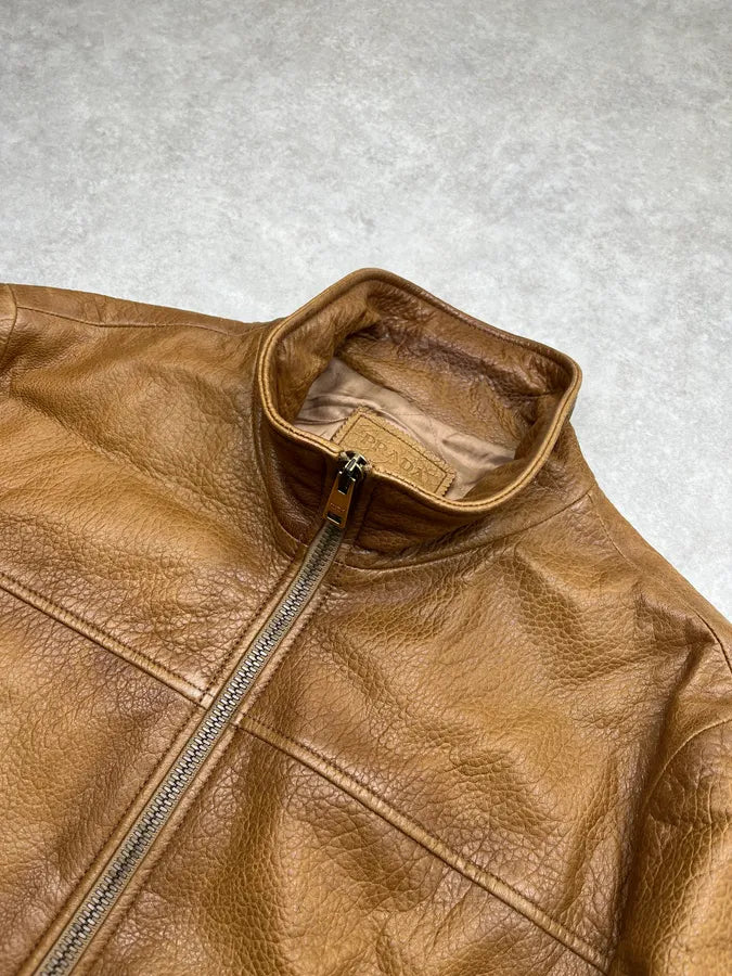 AW2014 Prada Camel Premium Leather Jacket SXRXyWH 4