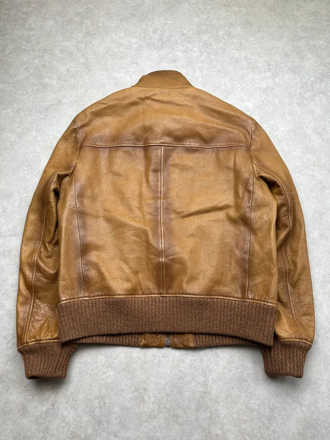 AW2014 Prada Camel Premium Leather Jacket SXRXyWH 6
