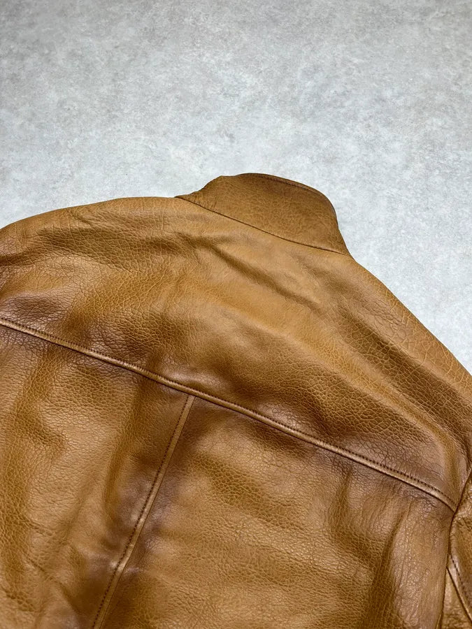 AW2014 Prada Camel Premium Leather Jacket SXRXyWH 7