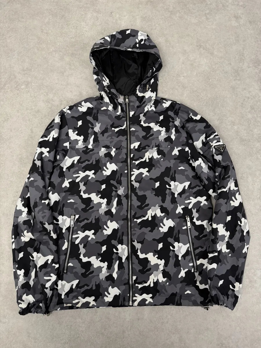 AW2014 Prada Camo Black & White Windbreaker Jacket coHcxle 0