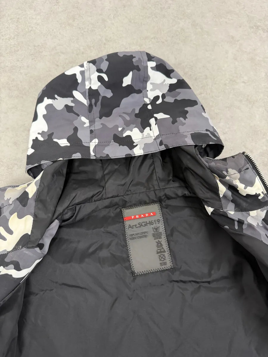 AW2014 Prada Camo Black & White Windbreaker Jacket coHcxle 15