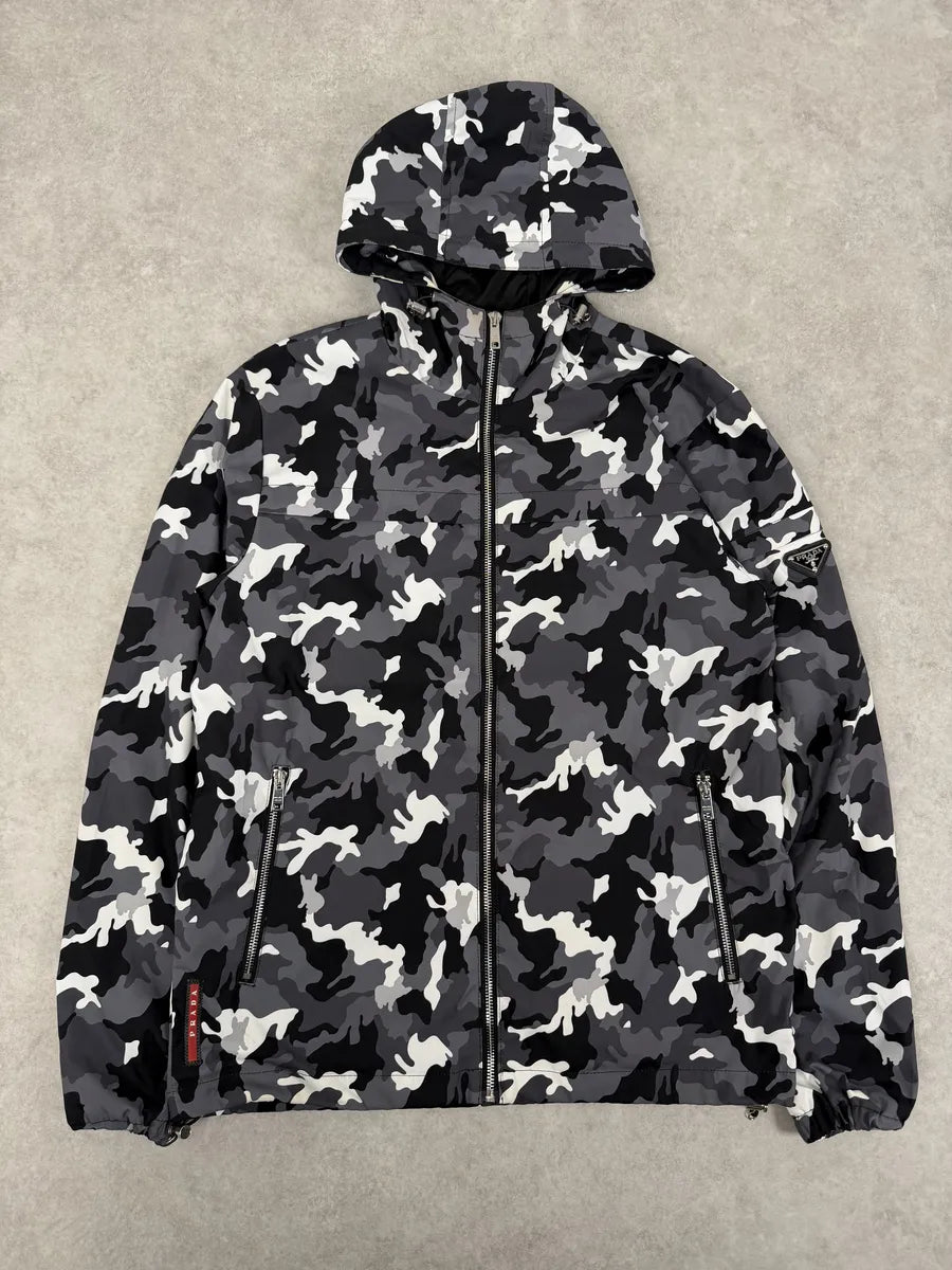 AW2014 Prada Camo Black & White Windbreaker Jacket coHcxle 3