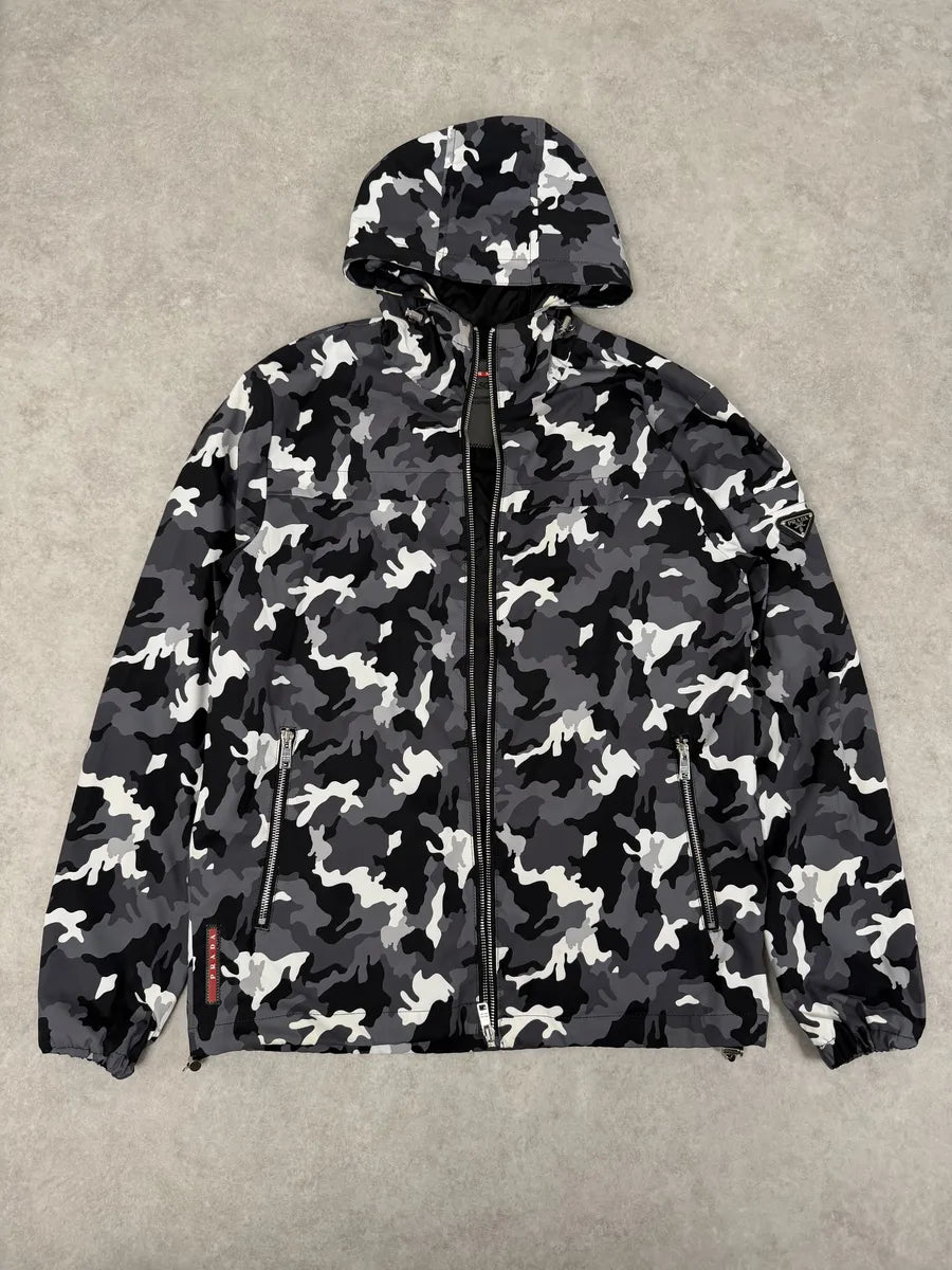 AW2014 Prada Camo Black & White Windbreaker Jacket coHcxle 5