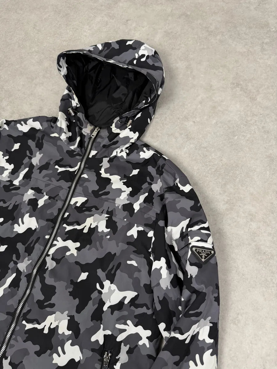 AW2014 Prada Camo Black & White Windbreaker Jacket coHcxle 6