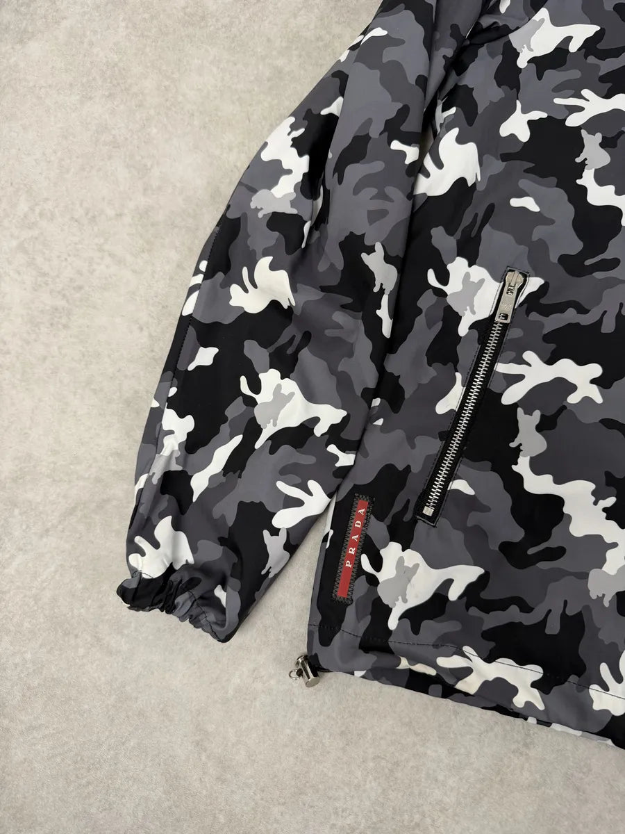 AW2014 Prada Camo Black & White Windbreaker Jacket coHcxle 8