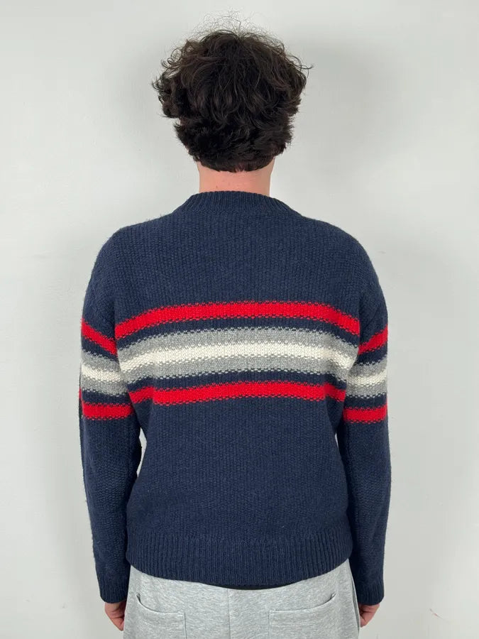 AW2014 Prada Navy Striped Mérinos Wool Sweater QJFdHgR 2