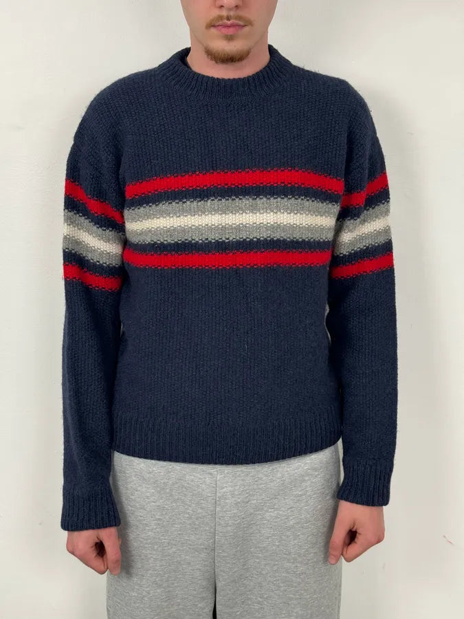 AW2014 Prada Navy Striped Mérinos Wool Sweater QJFdHgR 1