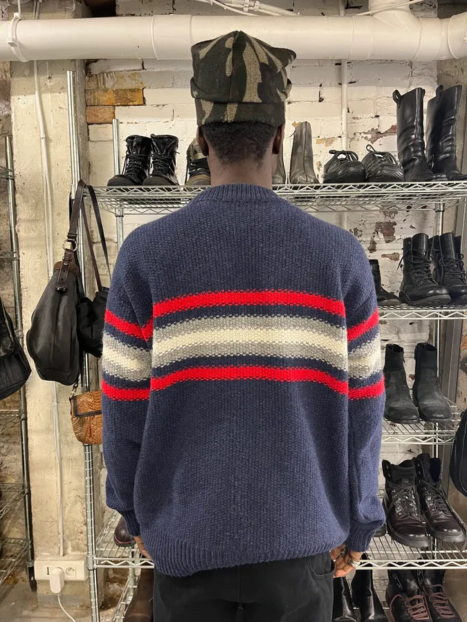 AW2014 Prada Navy Stripes Navy Wool Sweater EonTsZw 2