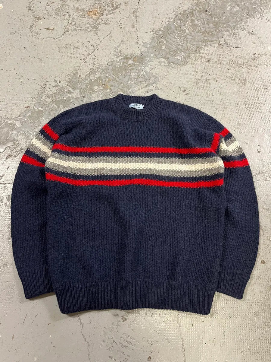 AW2014 Prada Navy Stripes Navy Wool Sweater EonTsZw 3