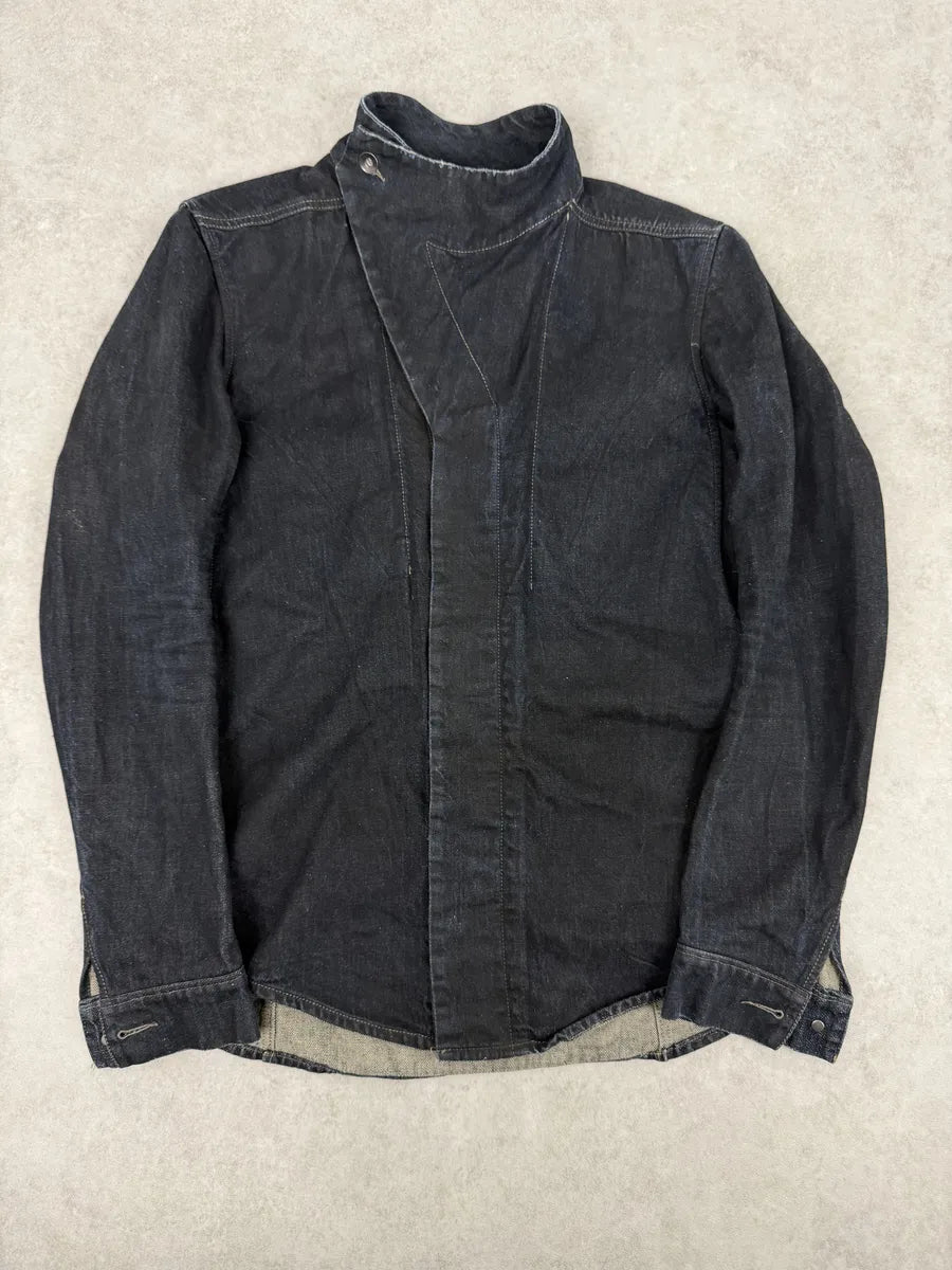 AW2014 Rick Owens Navy Brut Slave Asymmetrical Denim Jacket zUkEnTy 0