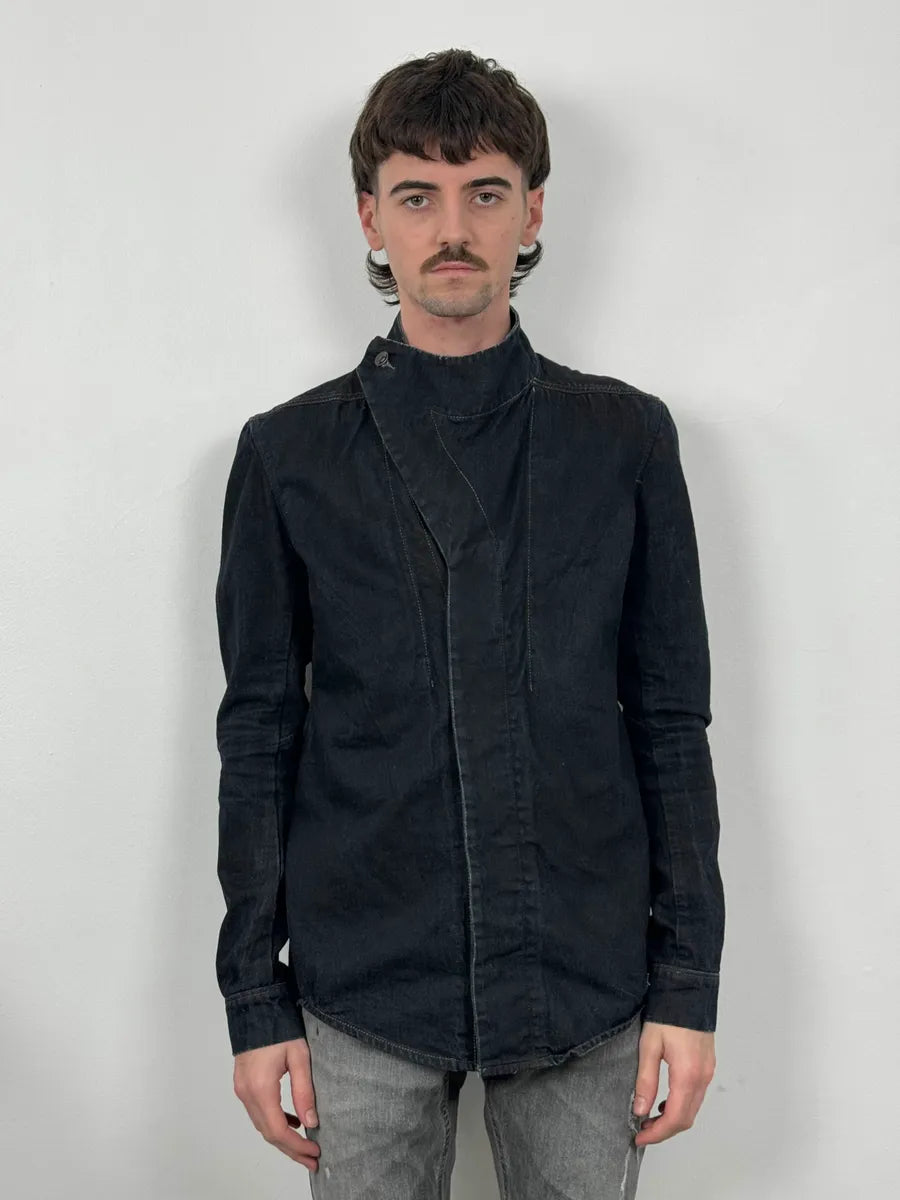 AW2014 Rick Owens Navy Brut Slave Asymmetrical Denim Jacket zUkEnTy 1