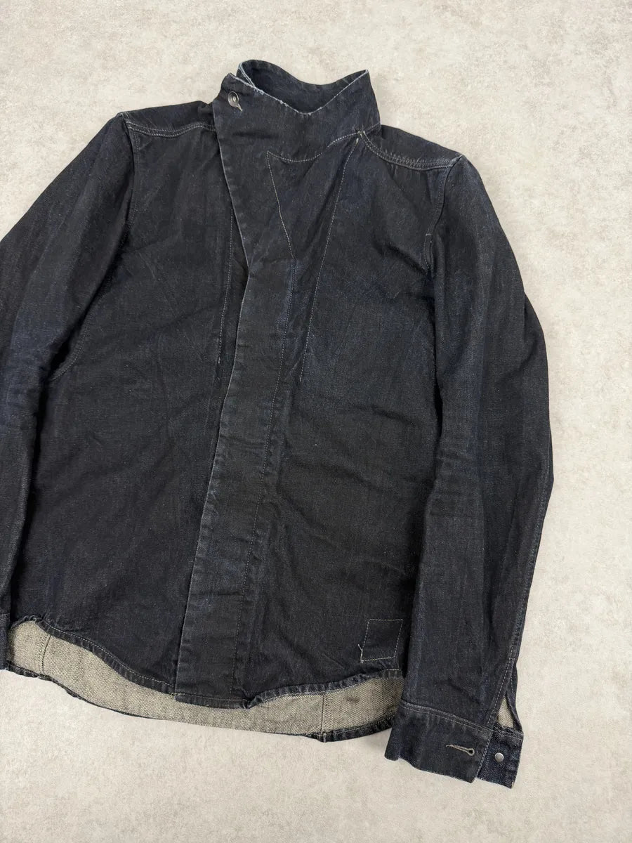 AW2014 Rick Owens Navy Brut Slave Asymmetrical Denim Jacket zUkEnTy 3