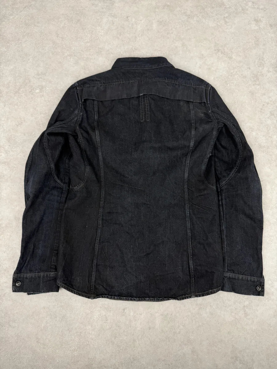AW2014 Rick Owens Navy Brut Slave Asymmetrical Denim Jacket zUkEnTy 4