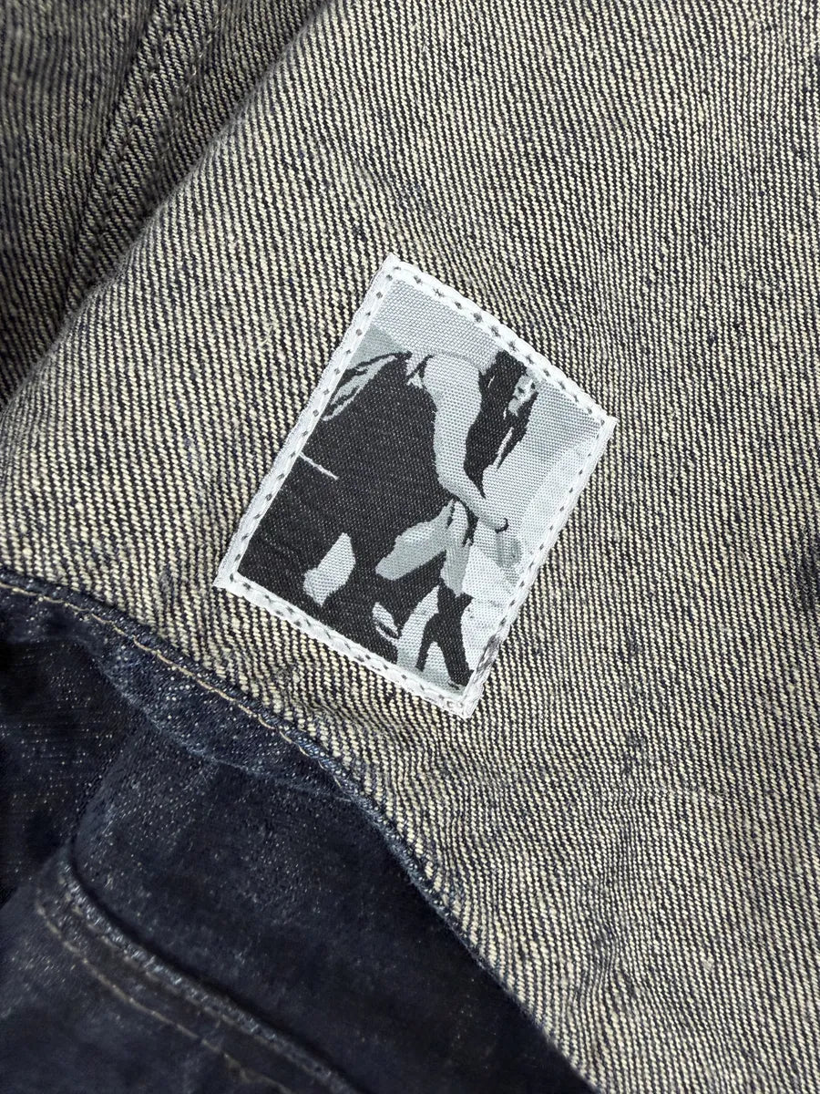 AW2014 Rick Owens Navy Brut Slave Asymmetrical Denim Jacket zUkEnTy 6