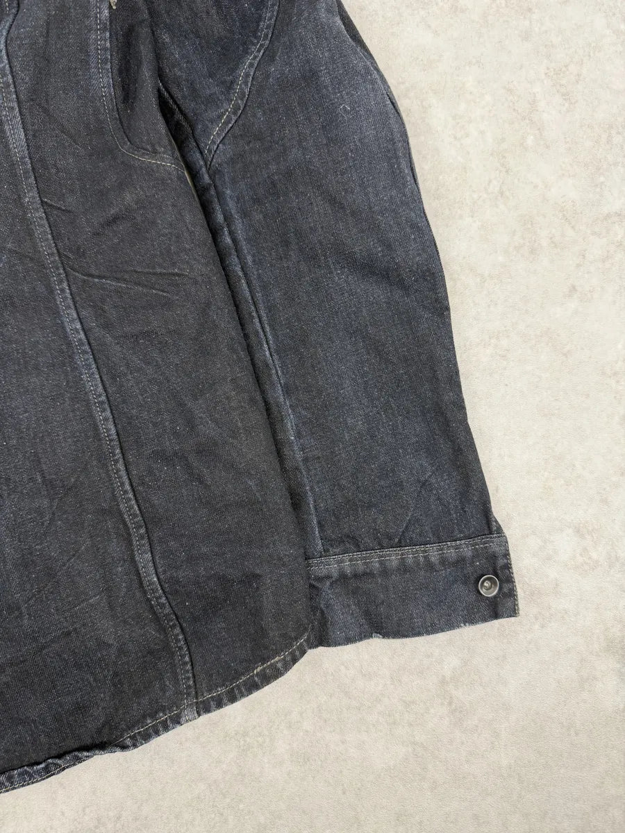 AW2014 Rick Owens Navy Brut Slave Asymmetrical Denim Jacket zUkEnTy 7