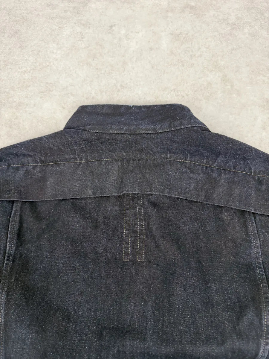 AW2014 Rick Owens Navy Brut Slave Asymmetrical Denim Jacket zUkEnTy 8