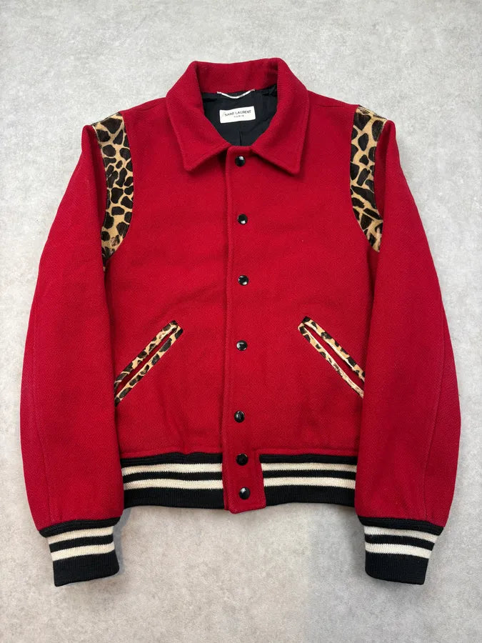 AW2014 Saint Laurent Cheetah Red Pony Hair Teddy Jacket by Hedi Slimane JSiSpSF 0